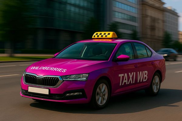 Фирменный автомобиль WB Taxi Wildberries на улицах Минска во время тестирования сервиса