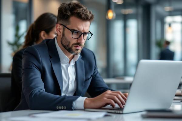 Офисные сотрудники обсуждают внедрение искусственного интеллекта в корпоративный чат, один из них проявляет настороженность