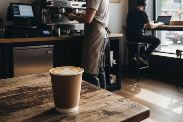 Бариста в городской кофейне готовит заказ — символ трансформации логистики и растущих издержек в сфере городского общепита