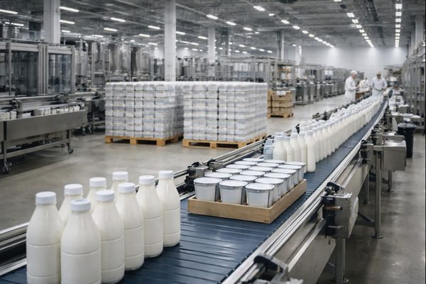 Производственная линия молочной продукции без сахара с розливом и упаковкой как пример роста FMCG-сегмента и нагрузки на логистику