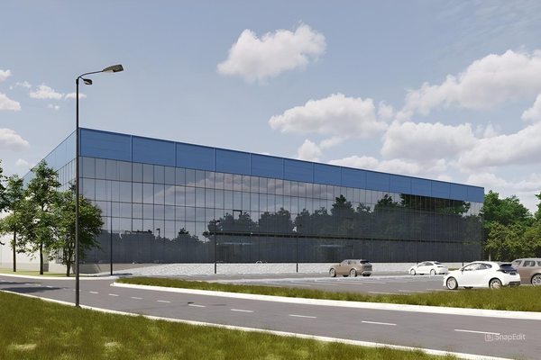 Визуализация второй очереди индустриального парка «Северные Врата» в Дмитровском районе Московской области, фасад производственно-складского комплекса класса А