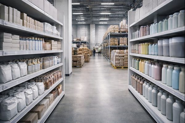 Склад FMCG с ассортиментом функциональных и повседневных товаров на фоне изменения потребительского спроса