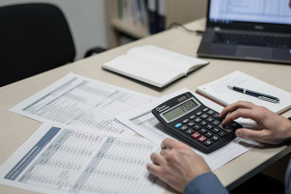 Финансовые расчёты и документы с калькулятором как символ налоговых споров селлеров маркетплейсов из-за бонусных баллов