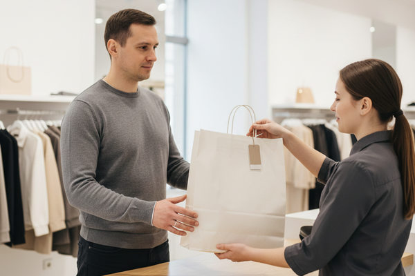 Покупатель получает онлайн-заказ в магазине одежды — формат Click&Collect в fashion-ритейле