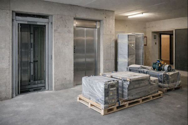 Оборудование для замены лифтов на паллетах в подъезде жилого дома — капремонт и логистика поставок лифтов