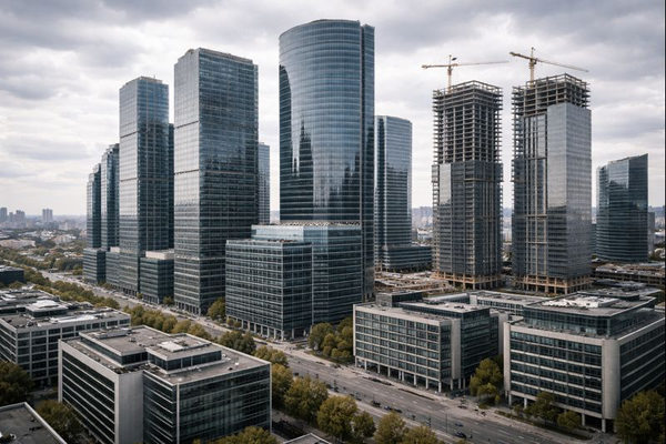 Современные офисные здания и строящиеся бизнес-центры в Москве — динамика ввода офисной недвижимости до 2030 года