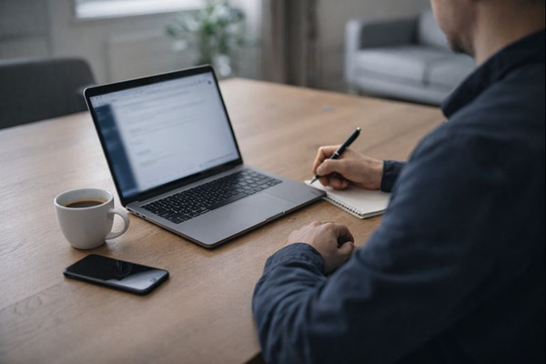 Самозанятый специалист работает за ноутбуком — гибкая занятость и проектный формат работы