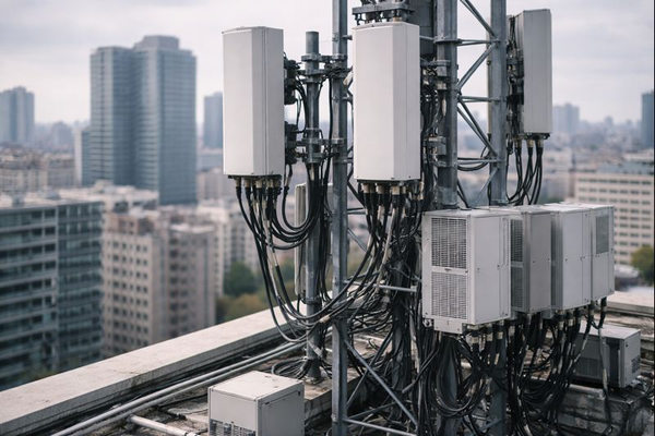 Базовая станция сотовой связи в городской застройке, отражающая рост издержек телеком-инфраструктуры и давление на инвестиции операторов