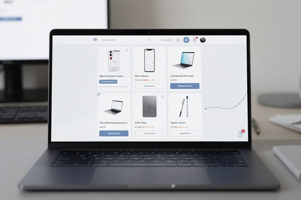 Интерфейс онлайн-магазина с рекомендациями товаров на экране ноутбука как пример использования ИИ в выборе покупок