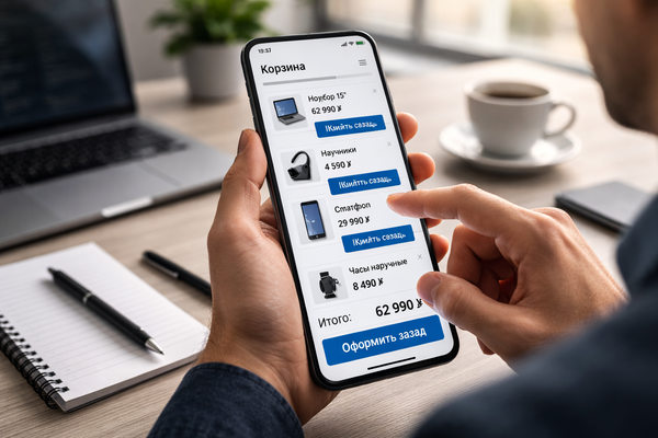 Оформление заказа на маркетплейсе со смартфона — функция быстрой покупки и сокращённый путь к оплате