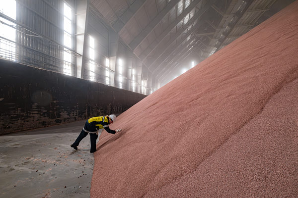 Перевалка минеральных удобрений в складском комплексе Туапсинского балкерного терминала