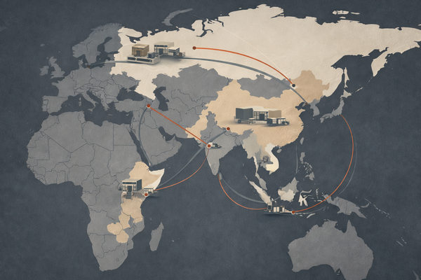 Карта торгово-логистических маршрутов между Россией, Азией и Африкой в рамках международной экспансии Wildberries