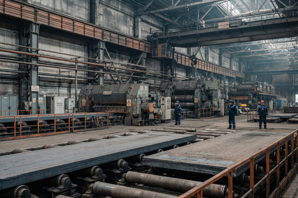 металлургический цех в России с линией производства стали и проката, промышленное производство и снижение загрузки мощностей