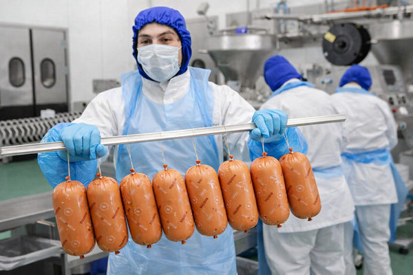 производство сосисок из индейки на заводе Дамате — линия глубокой переработки мясной продукции