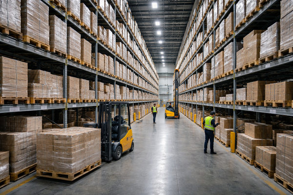 Современный складской комплекс класса A с почти полностью заполненными стеллажами в Астане на фоне дефицита качественных складских площадей