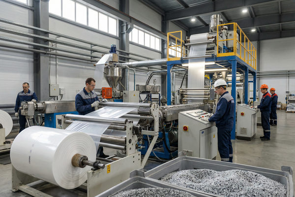 производство упаковочной пленки из вторичного сырья на промышленной линии