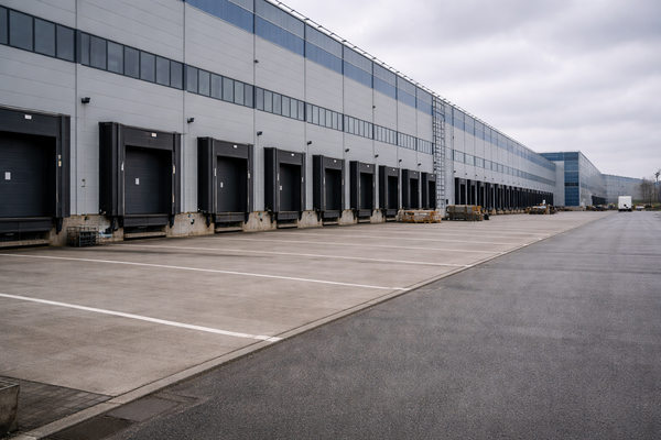 Современный складской комплекс с пустыми погрузочными доками — рост вакантности складских площадей в Санкт-Петербурге и Ленинградской области