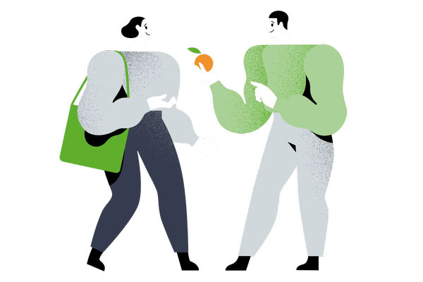 Иллюстрация продовольственной помощи — благотворительный проект фонда X5 «Выручаем» по поддержке нуждающихся продуктами