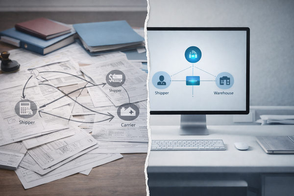переход от бумажных к электронным перевозочным документам в логистике, схема цифрового документооборота