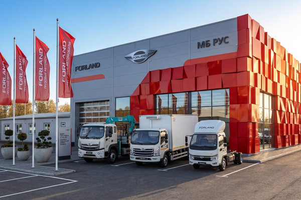 грузовики FORLAND у дилерского центра МБ РУС в России коммерческий транспорт 12 тонн