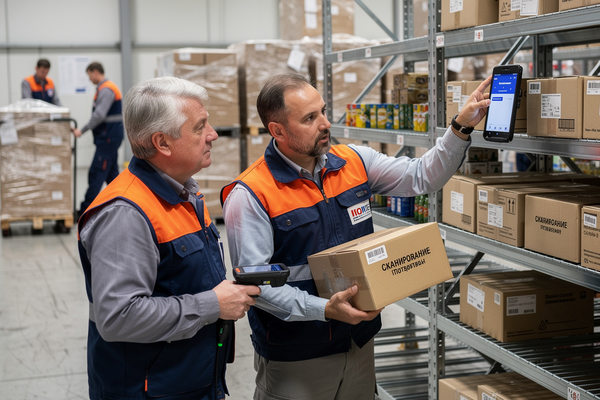 сотрудники склада обучают работе с терминалом сбора данных, найм персонала в логистике, кадровый дефицит в МСП