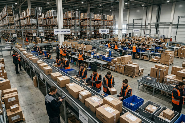 Фулфилмент-центр маркетплейса в России: сортировка трансграничных онлайн-заказов на складе