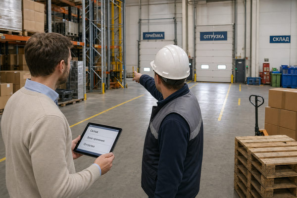 Осмотр склада класса A в Петербурге перед арендой для складской логистики и 3PL