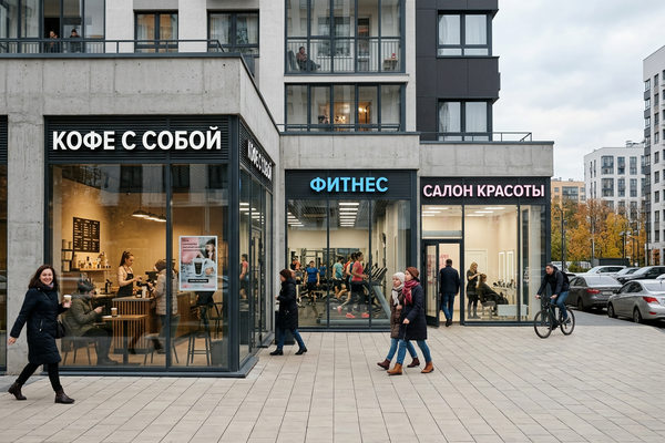 первые этажи жилого комплекса с кофейней фитнесом и салоном красоты стрит-ретейл в новостройках