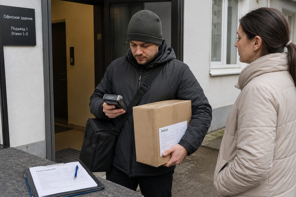 Курьер подтверждает доставку и оплату через терминал при нестабильной мобильной связи