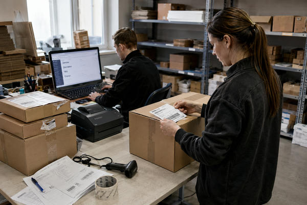 Сотрудники интернет-магазина оформляют заказы и готовят посылки к доставке через ПВЗ