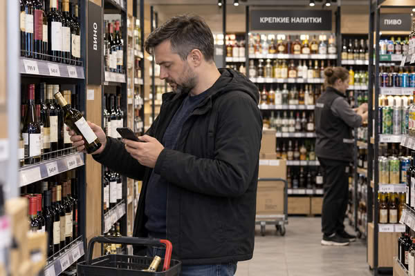 Покупатель выбирает товар со смартфоном в магазине — retail media связывает клиентские данные и физический ритейл