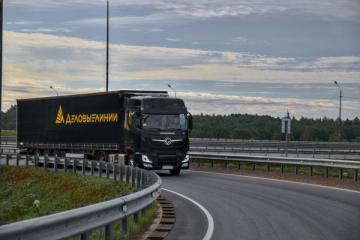 Грузовик «Деловые Линии» на автомагистрали — межтерминальные перевозки в России, логистика стройматериалов и металлопродукции