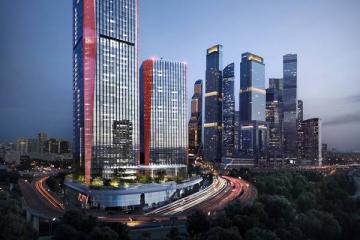Визуализация офисных небоскребов iCITY в Москва-Сити — один из крупнейших проектов по расширению делового центра к 2030 году.