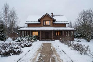 Загородный дом в зимний период, предлагаемый для посуточной аренды на новогодние праздники